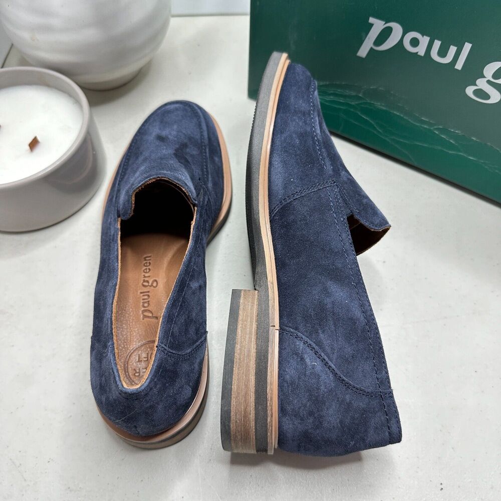 Paul Green Shelby Moc Toe Slip-On Flat Shoe Space Suede Blue Women 6.5 Tried On - Picture 7 of 10